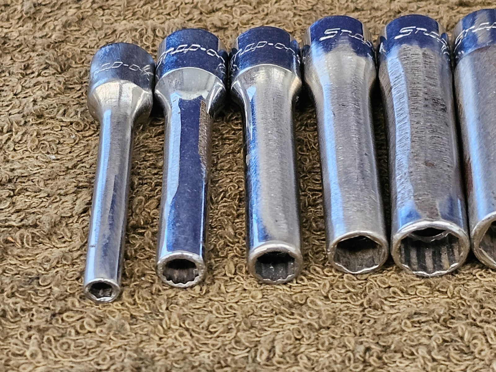 8 Snap on Deep Well Socket Set 1/4″ Drive Sae 7/16 3/8 11/32 5/16 7/32 3/16 STM