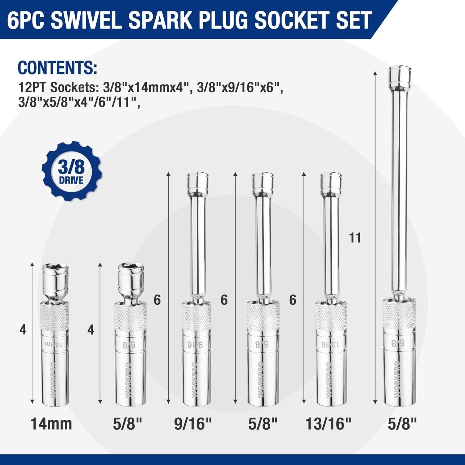 Quality Chrome Alloy Steel Spark Plug Socket Kit
