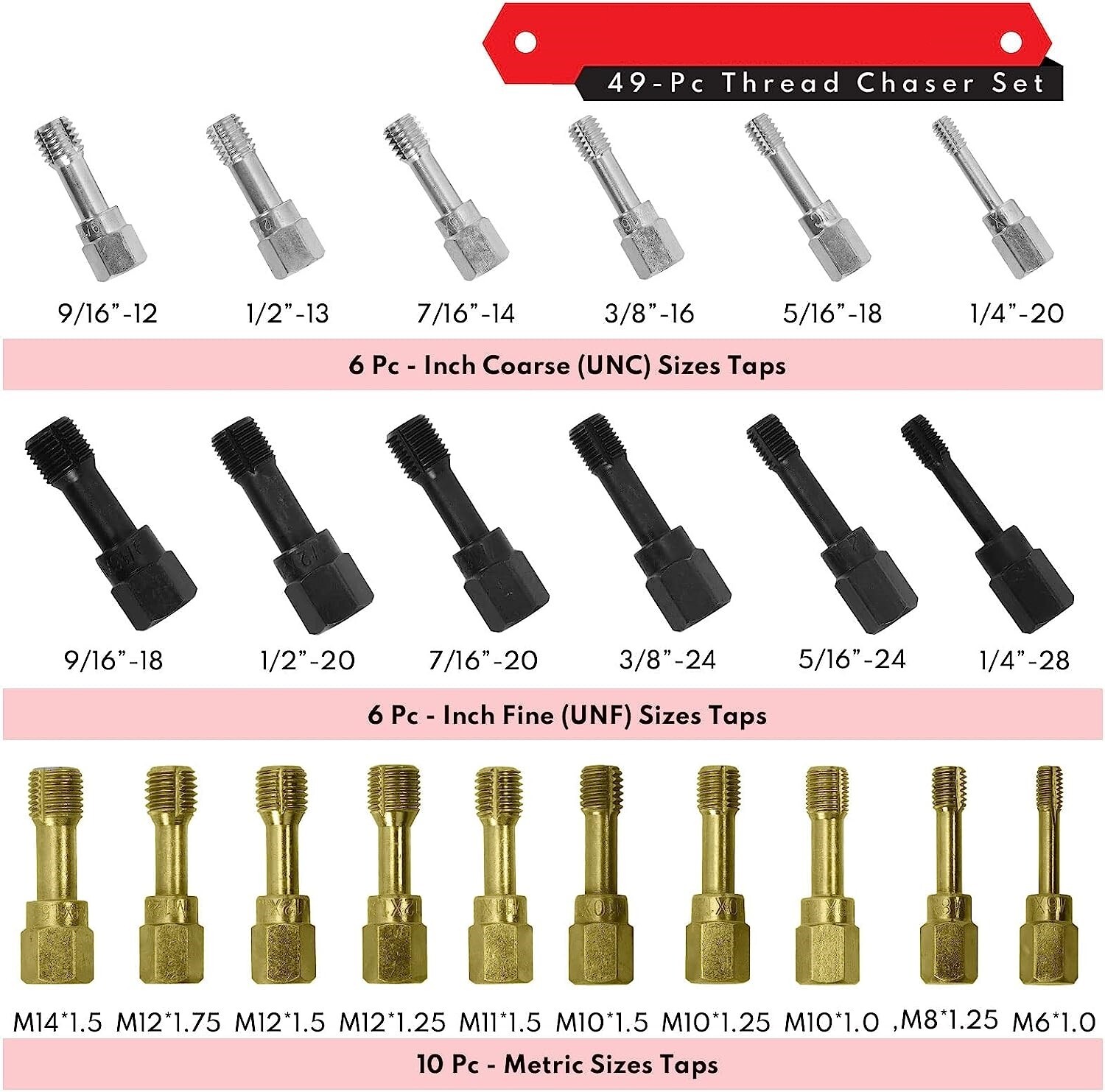 2pc Spark Plug Hole Thread Chaser 10/12mm 14/18mm Cylinder Head Rethread Tool