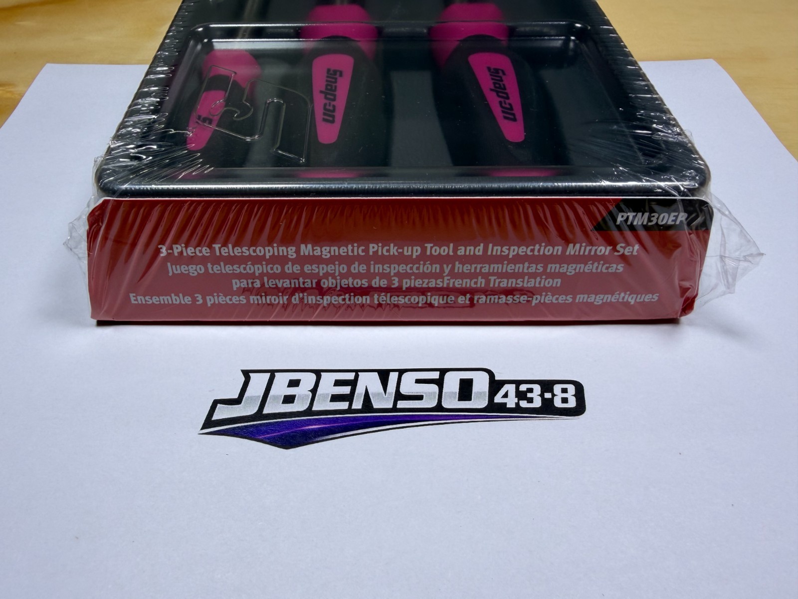 Snap-on Tools NEW ELECTRIC PINK 3pc Soft Grip Magnetic Pickup Tool Set PTM30EP