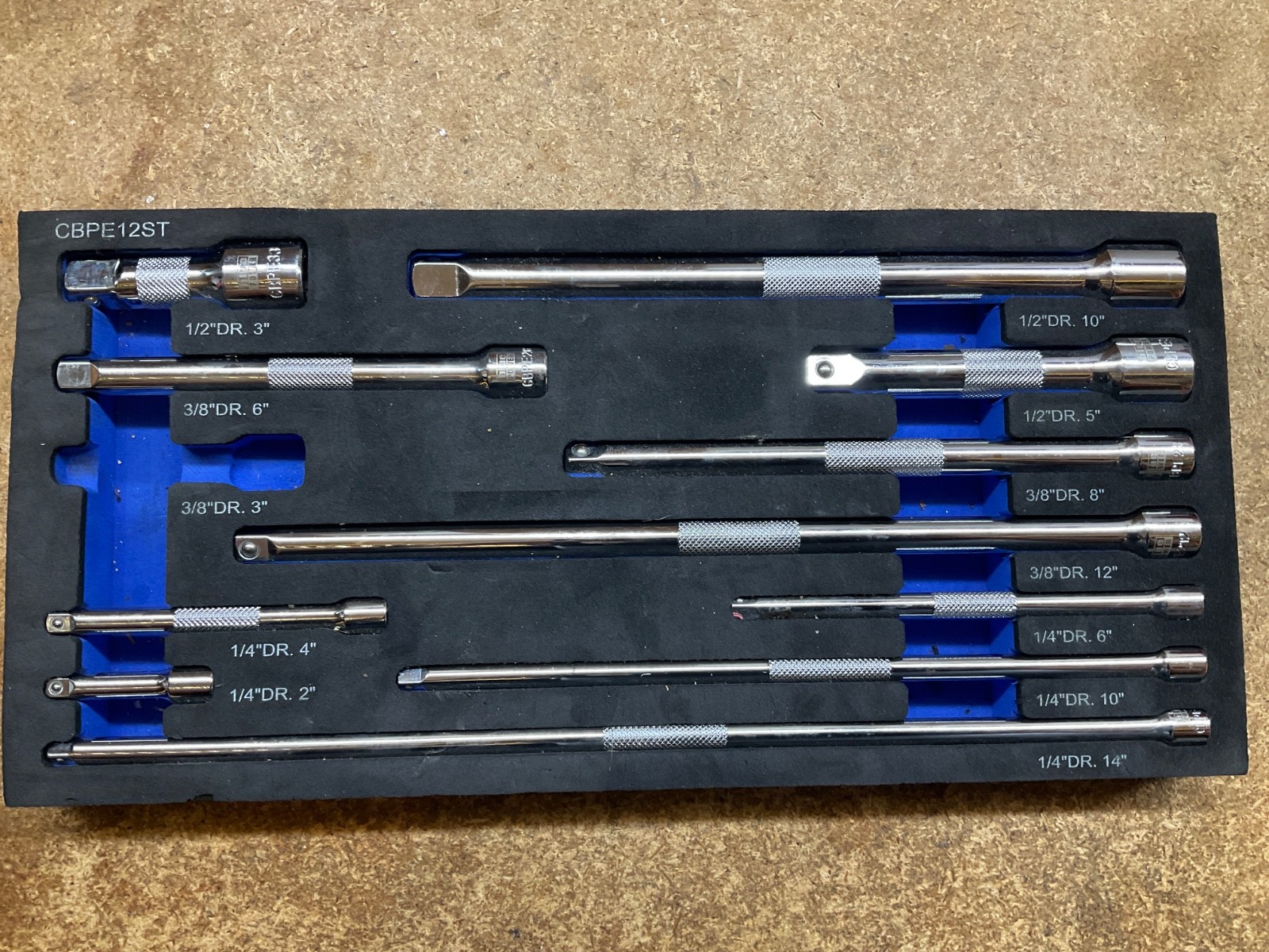 Cornwell Tools 12 Piece Combination Drive Extension Set With Foam Tray CBPE12ST
