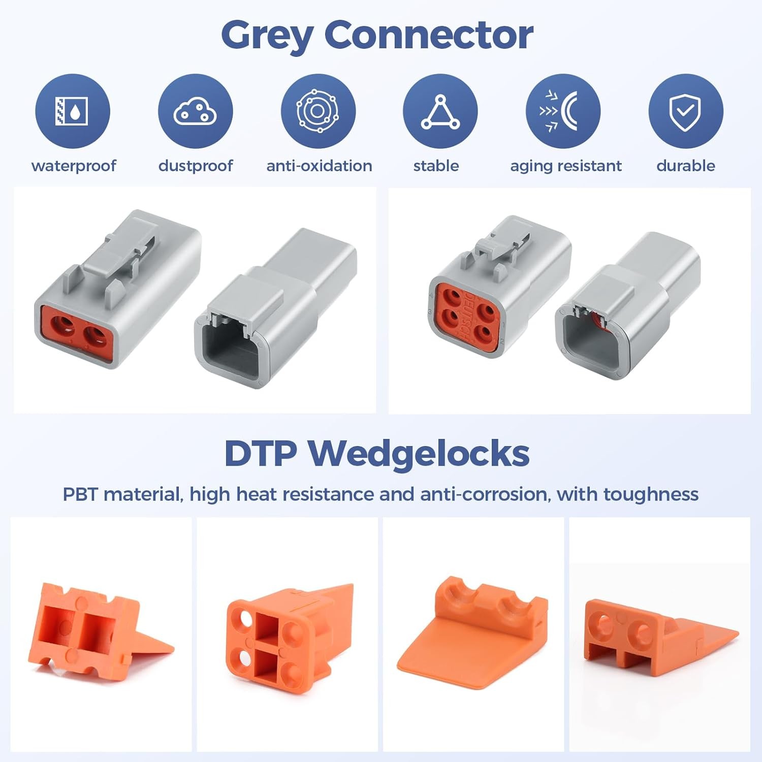 32 PCS Deutsch DTP Connector Kit 2 Pin Automotive Waterproof 2Pin-4 Set