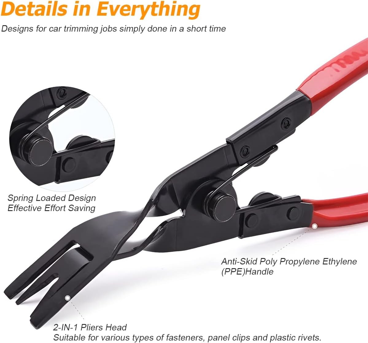 8PCS Car Trim Clip Upholstery Removal Tool Door Panel Fastener Pin Pliers Puller