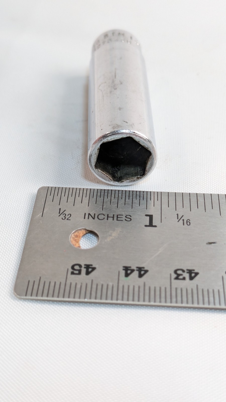Snap On 1/4″ Drive 7/16″ 6PT SAE Deep Chrome Socket STM14