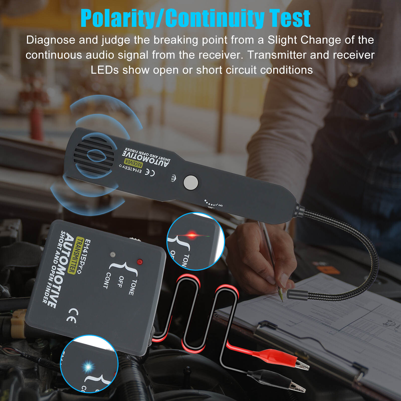 Automotive Open and Short Circuit Tester DC 6-42V Car Wire Cables Tracker Tool