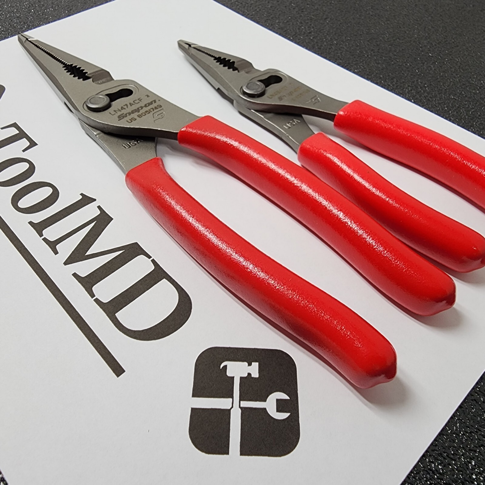 Snap-on Tools USA NEW 2pc RED 7″ & 9″ Soft Grip Long Nose Slip Joint Pliers Set