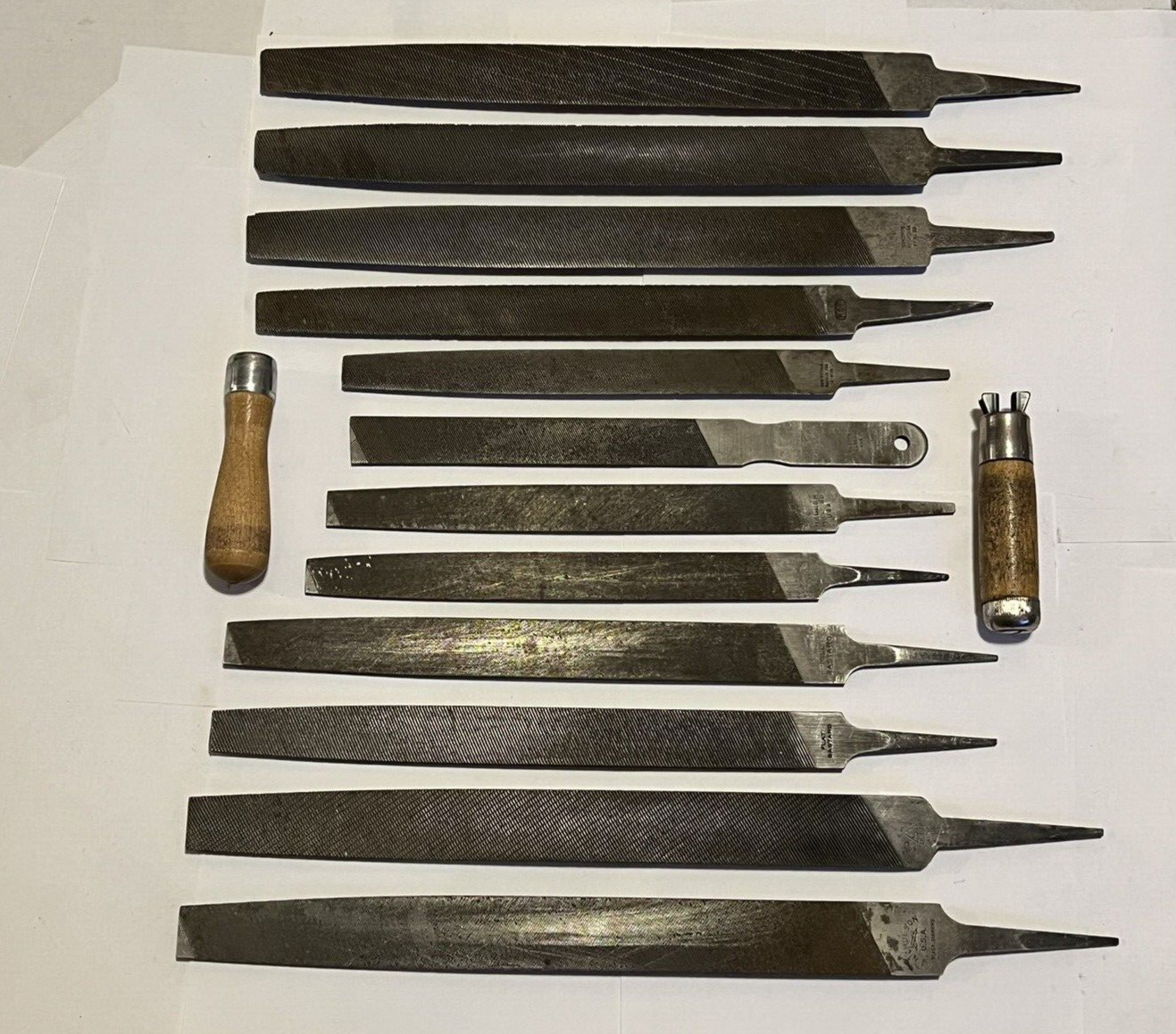 Vintage File set 12 pc Heller Nicholson New Britain Mill Flat Bastard Half Round