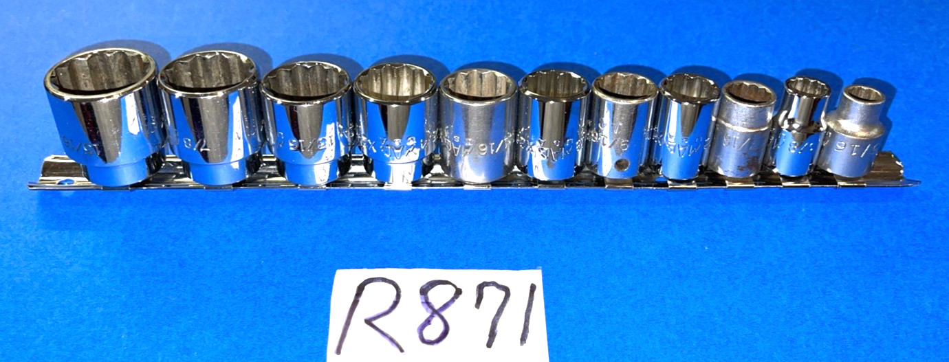 MAC TOOLS 11 PIECE 3/8 DRIVE SAE. SHORT CHROME SOCKET SET 12 POINT 5/16 – 15/16