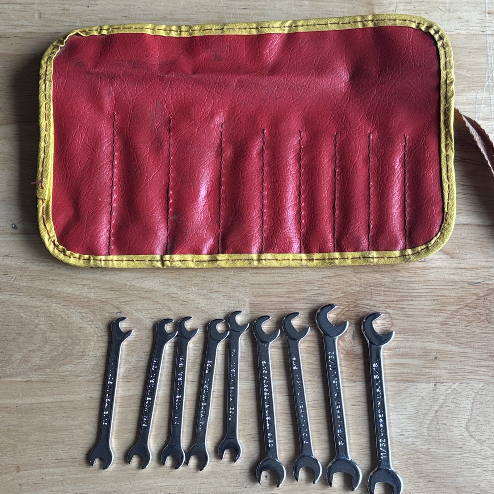 Indestro Super SAE 4 Way Angle Open End Ignition Wrench Set No. 888 Vtg USA READ