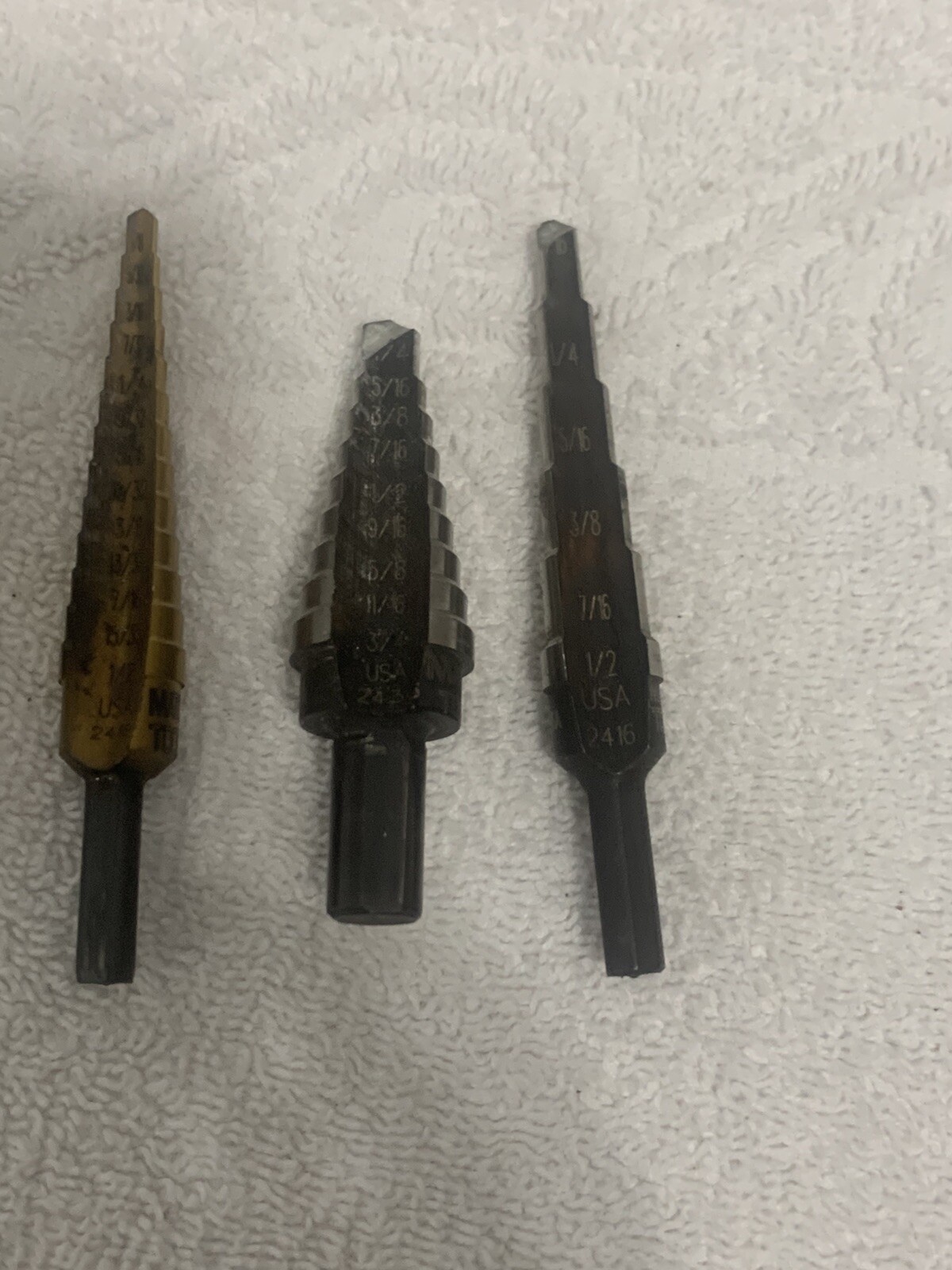 MATCO 4 PIECE SPIRAL FLUTE STEP DRILL SET Canvas Pouch Gently Used SAE See Photo