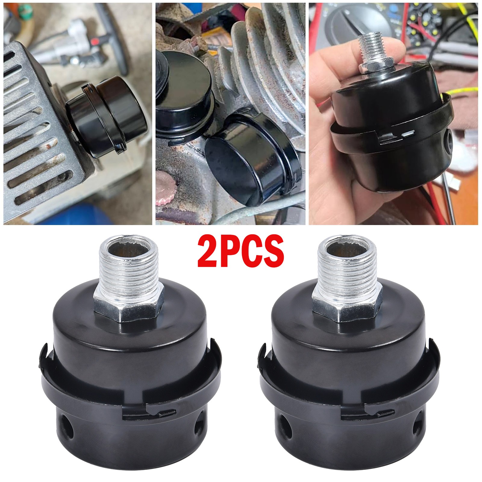 2 Pack 1/2″ NPT Air Compressor Silencer Filter 20 mm Metal Noise Muffler Intake