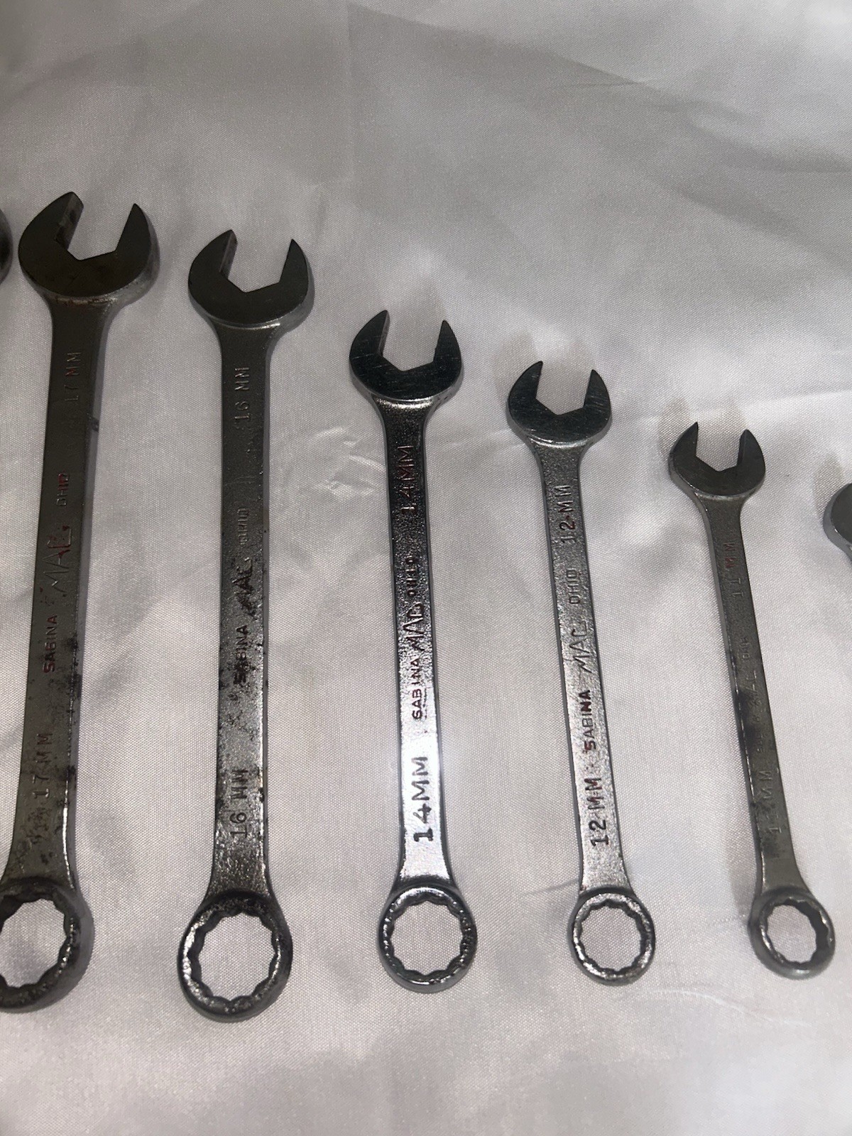 Set Vtg 10 Mac Tools 19 18 17 16 14 12 11 9 8 7 MM Combo Wrench Sabrina Ohio 12p