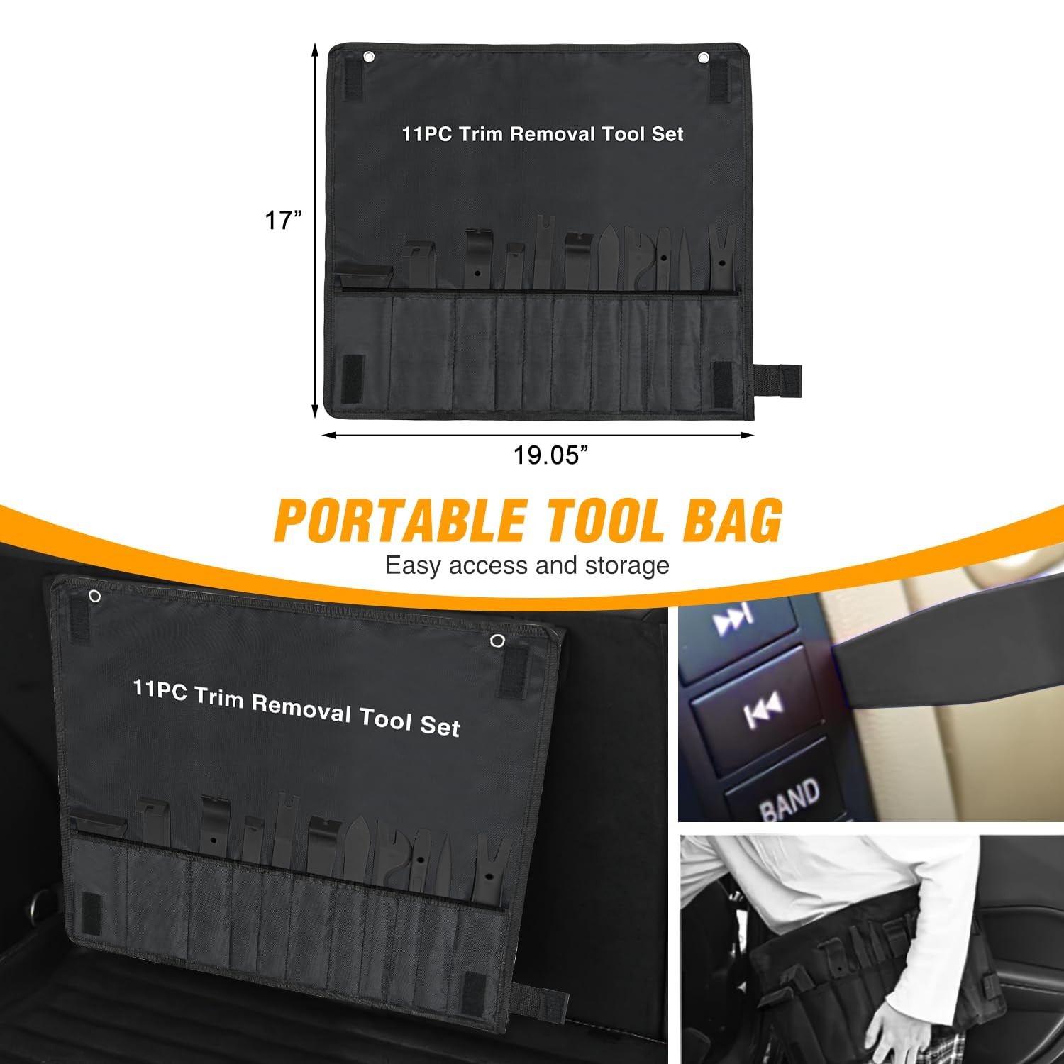 11Piece Auto Trim Removal Tool Kit for Car Audio, Dash, Door Panels