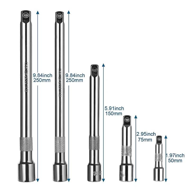 Socket Extension Bar 1/4 3/8 1/2 Drive Ratchet Wrench 50-250mm