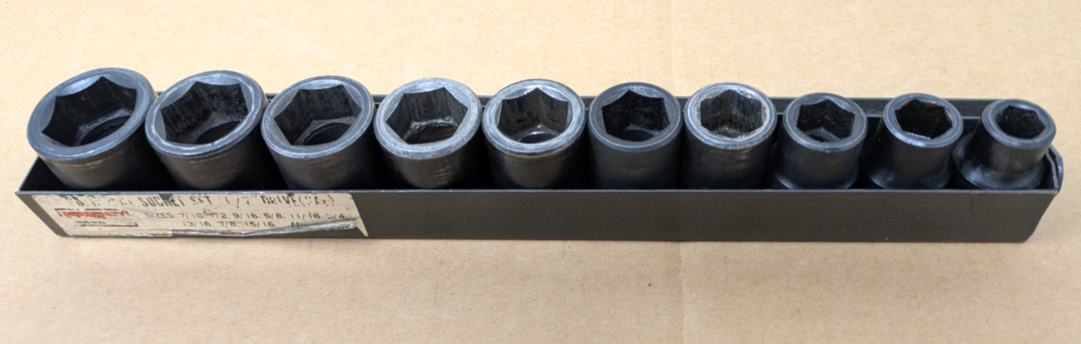 Vintage DURACRAFT 10 Piece Impact Socket Set SAE 1/2″ Dr Metal Case 6 Point