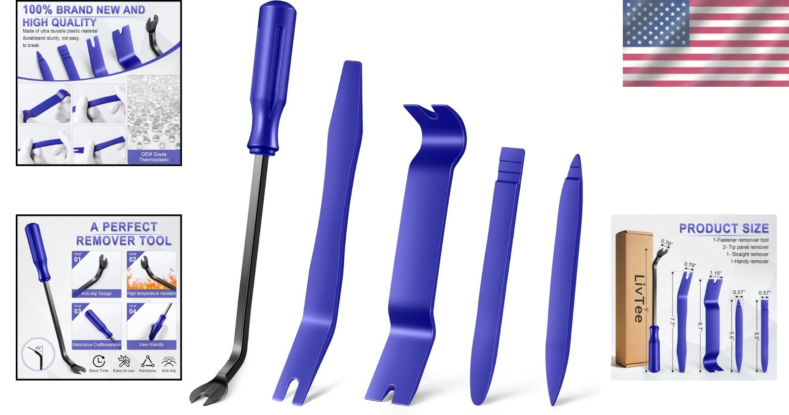 Versatile Blue Trim Removal Tool Kit – Safe for Interior Car and Home Projects