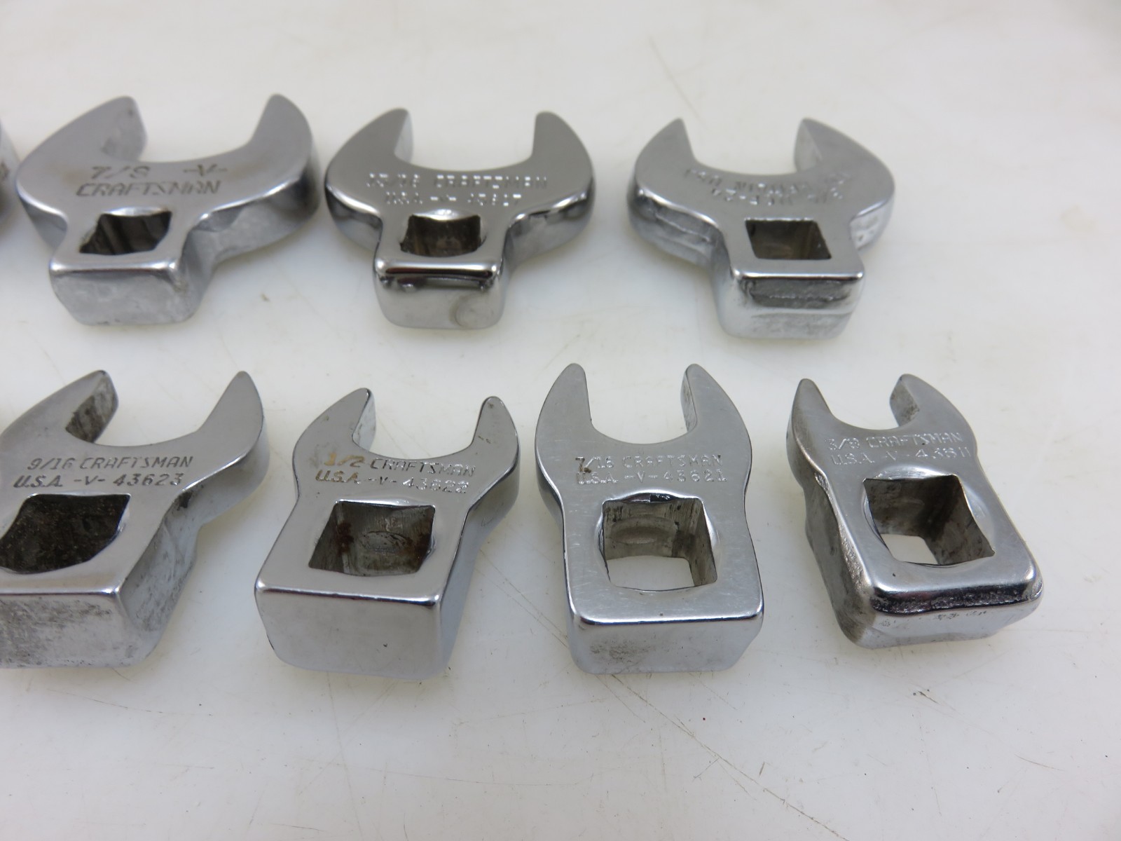 Craftsman -V- & Others Crowfoot Wrench Set 10pc Set 3/8″Dr. 3/8″-1″ Vintage USA