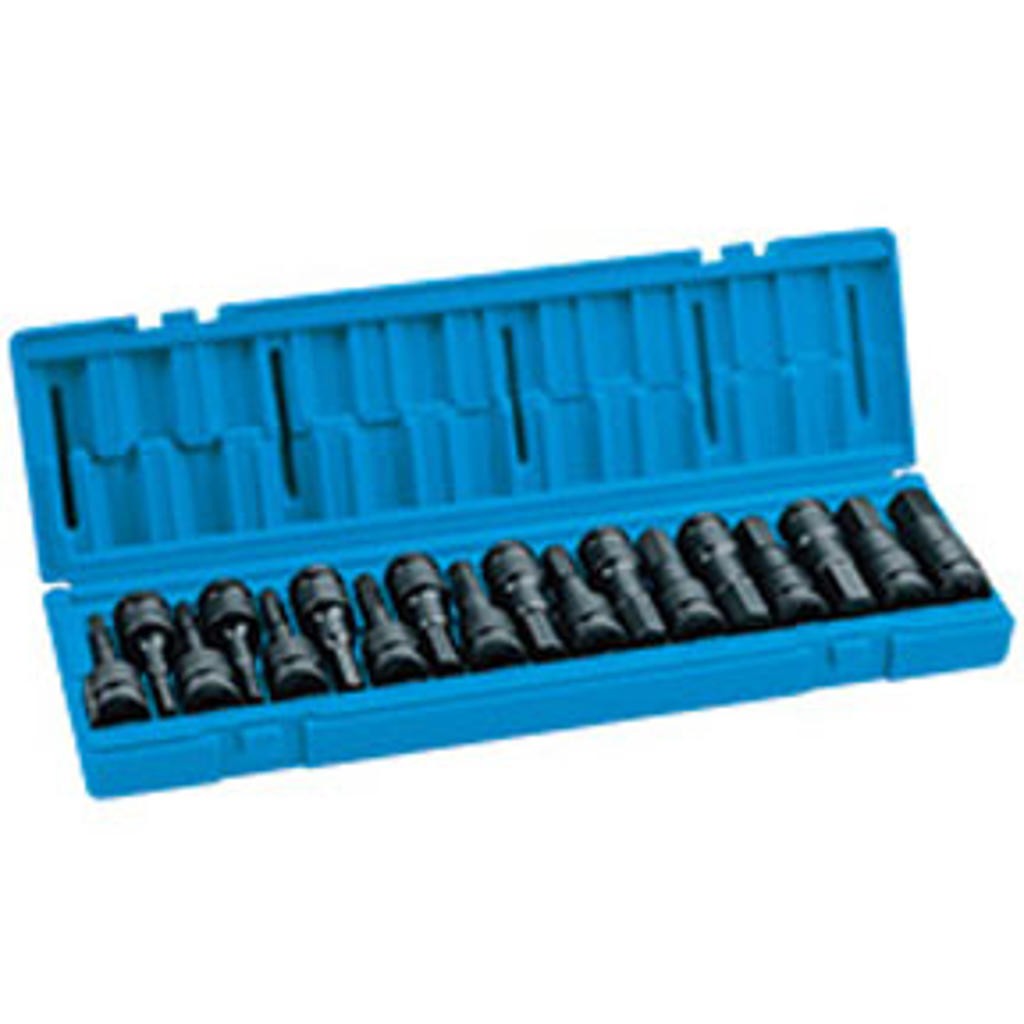18-Pc. 1/2 in. Drive SAE/Metric Standard Hex Driver Set GRY-1598HC Brand New!