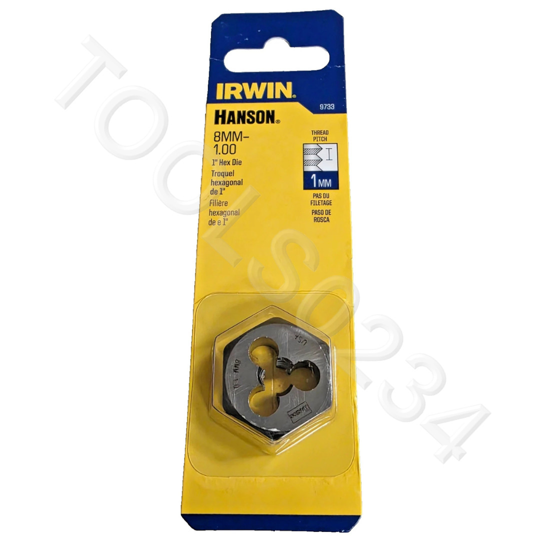 M8 X 1.0 Metric 1″ Hex Die Irwin Hanson 6633 ZR 8MM Carbon Steel USA RH