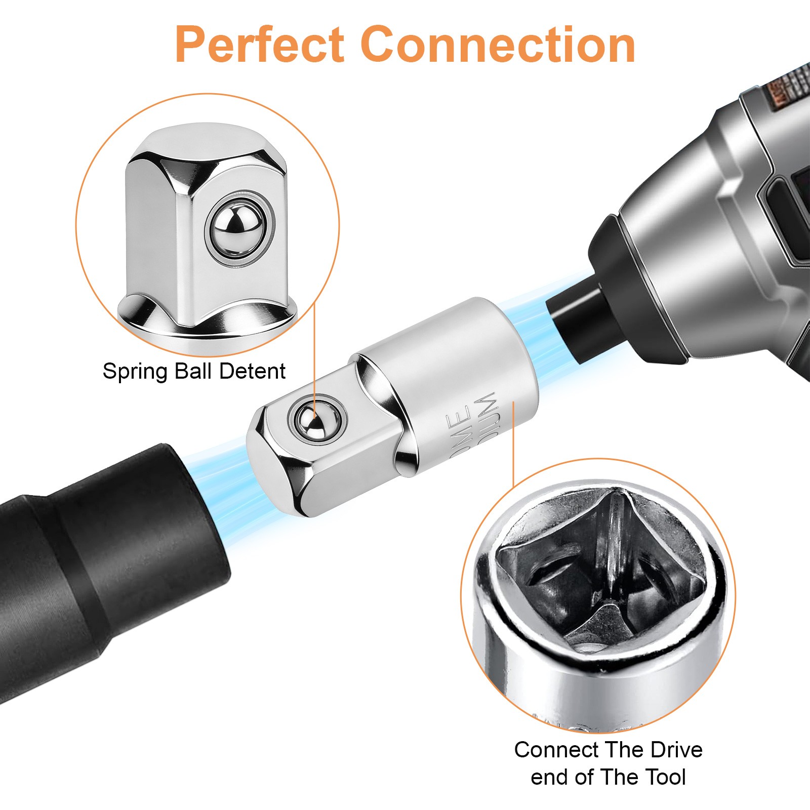 6PCS 1/4″ 3/8″ 1/2″ Drive Swivel Impact Universal Joint Sockets Adapter Tool Set