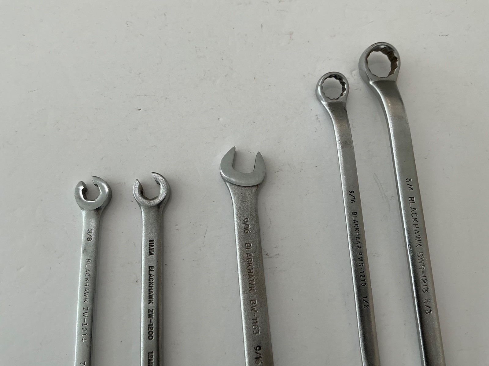 Asst Vtg Blackhawk Wrenches 5 pc all for $30 double box, flare, comb. USA made