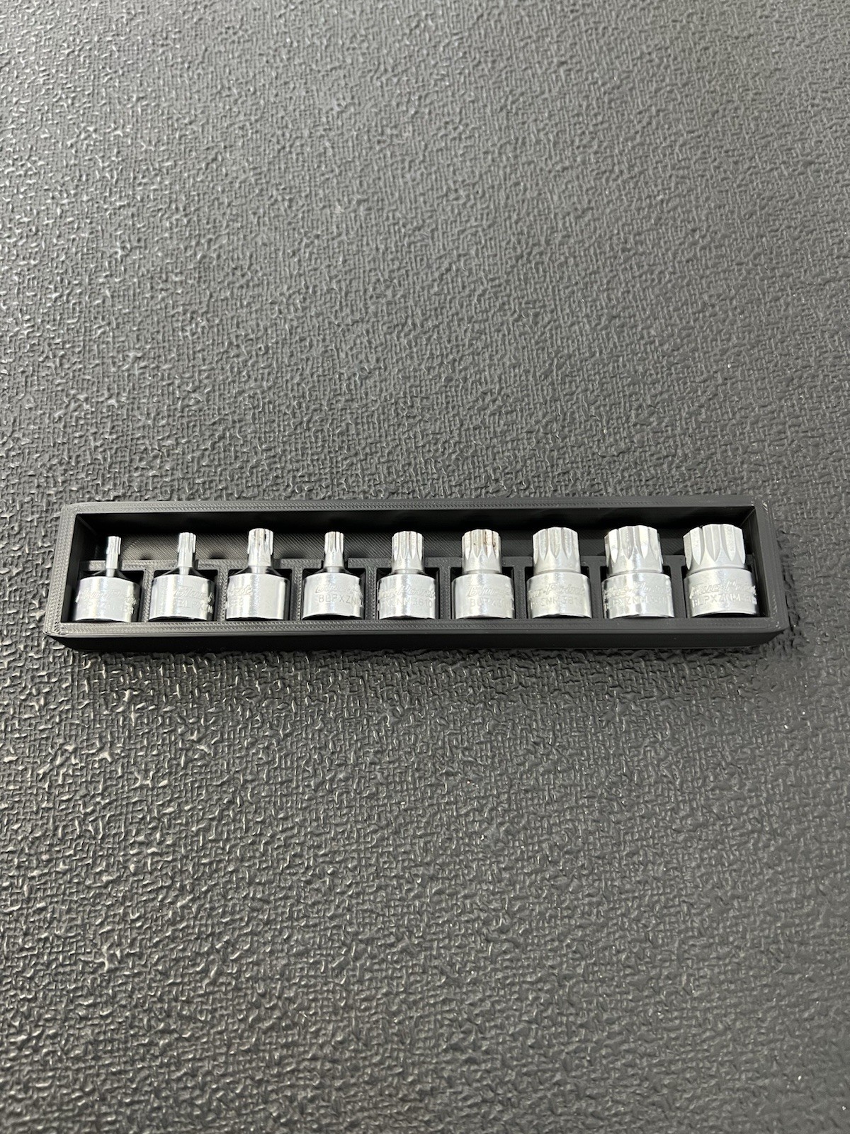 Tray compatible with 3/8” Triple Square XZN Stubby Socket Bluepoint