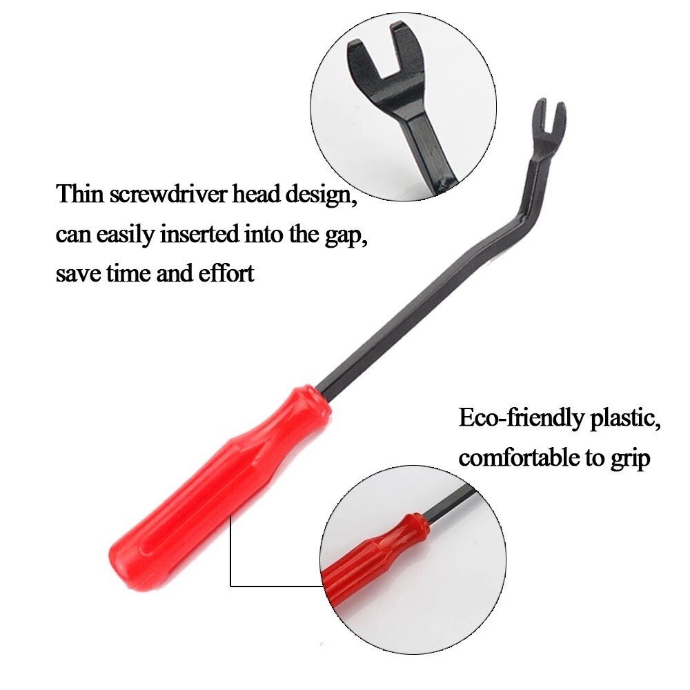 3PC Red Auto Clip Pliers Set Fastener Remover Car Trim Rivet Removal Pry Tool US