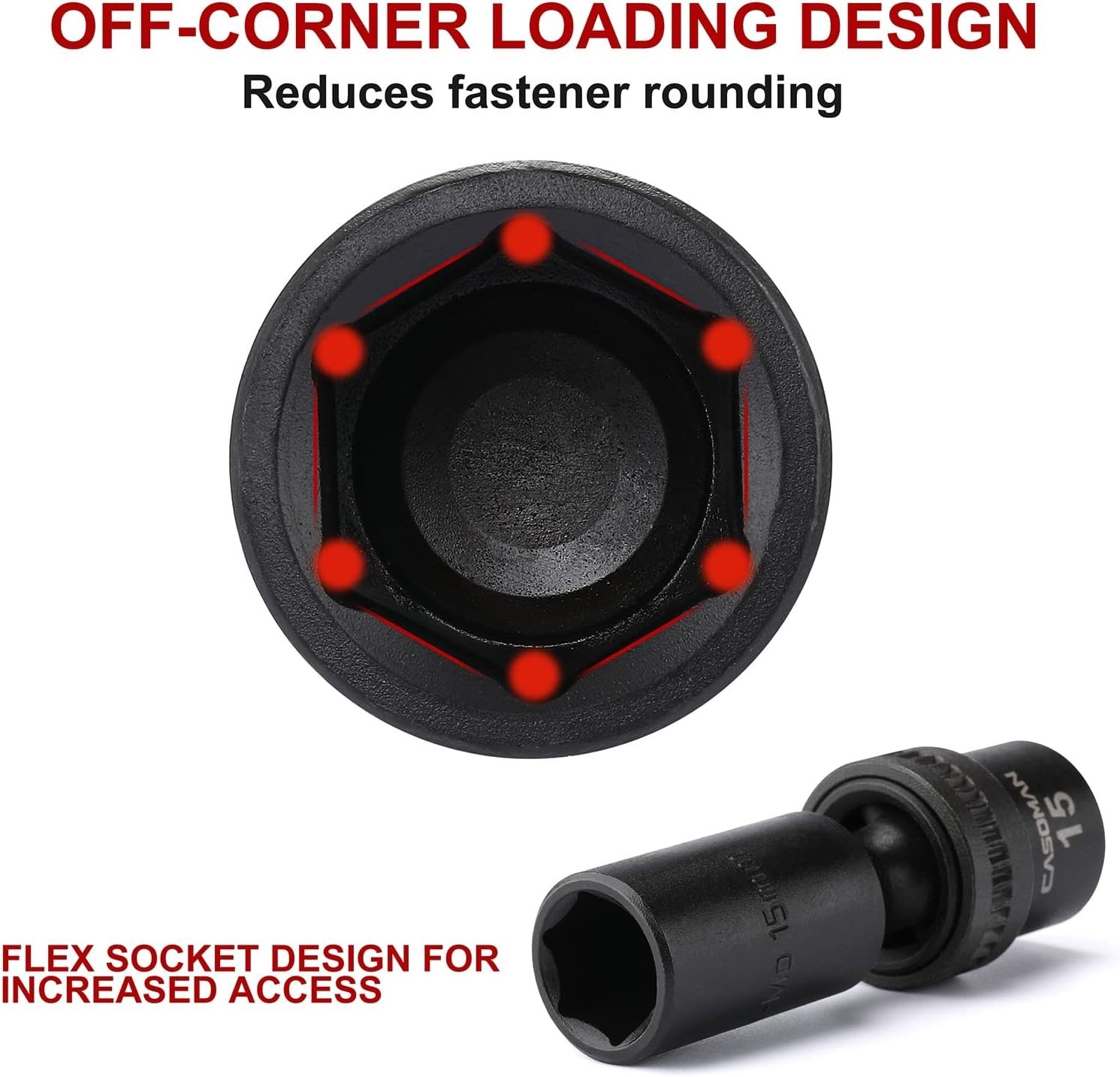 Versatile 10-Piece Deep Socket Set with Universal Flex Design for Angled Access