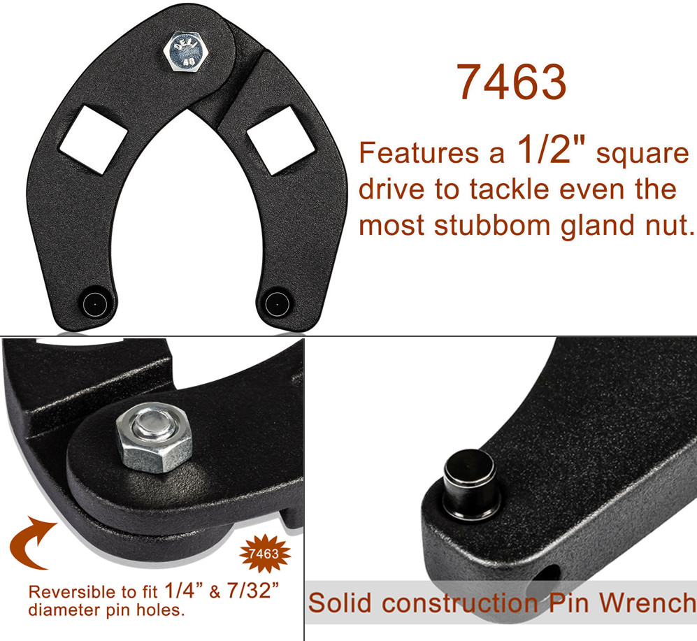 Adjustable Gland Nut Wrench Cap Remover #7463 For Hydraulic Cylinders Equipment