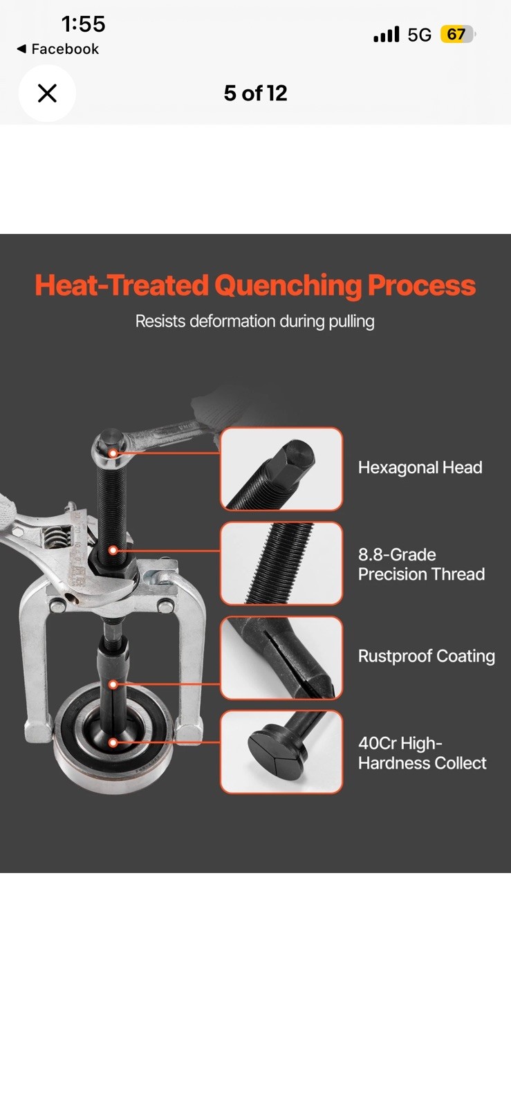 VEVOR 16pcs Blind Hole Bearing Puller Internal Extractor Remover Slide Hammer