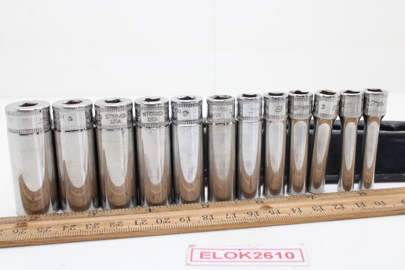 Snap-on 112STMMY 5-15mm 1/4″ Drive 12 Piece 6 Point Metric Deep Socket Set USA
