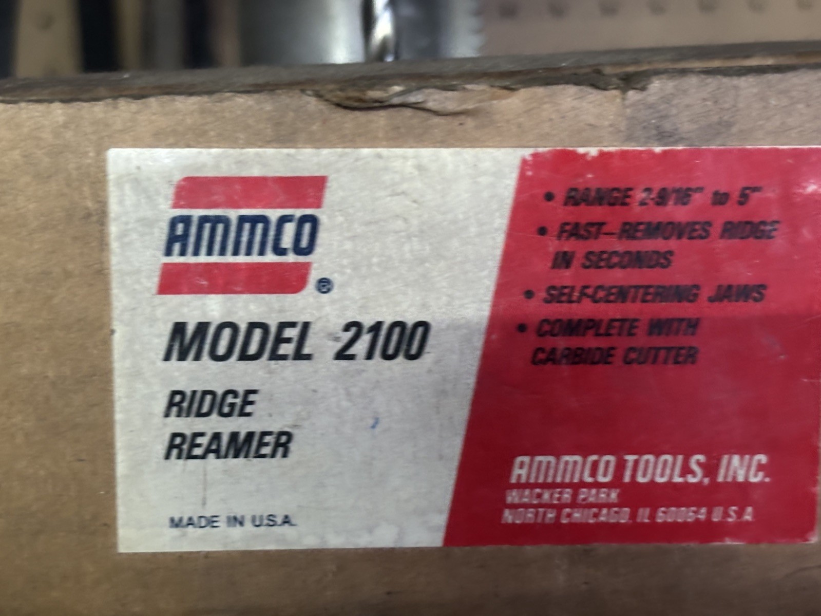 Ammco Model 2100 Cylinder Ridge Reamer (2-9/16″ to 5″) with Box & Instructions