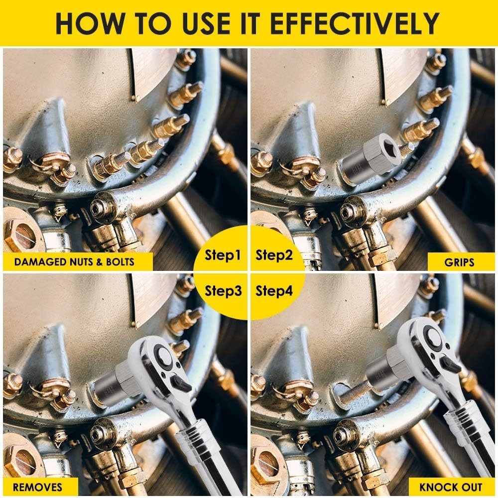 Effortless Bolt Extraction: 5-Piece Heavy-Duty Impact Extractor Set – 1/2″ Drive