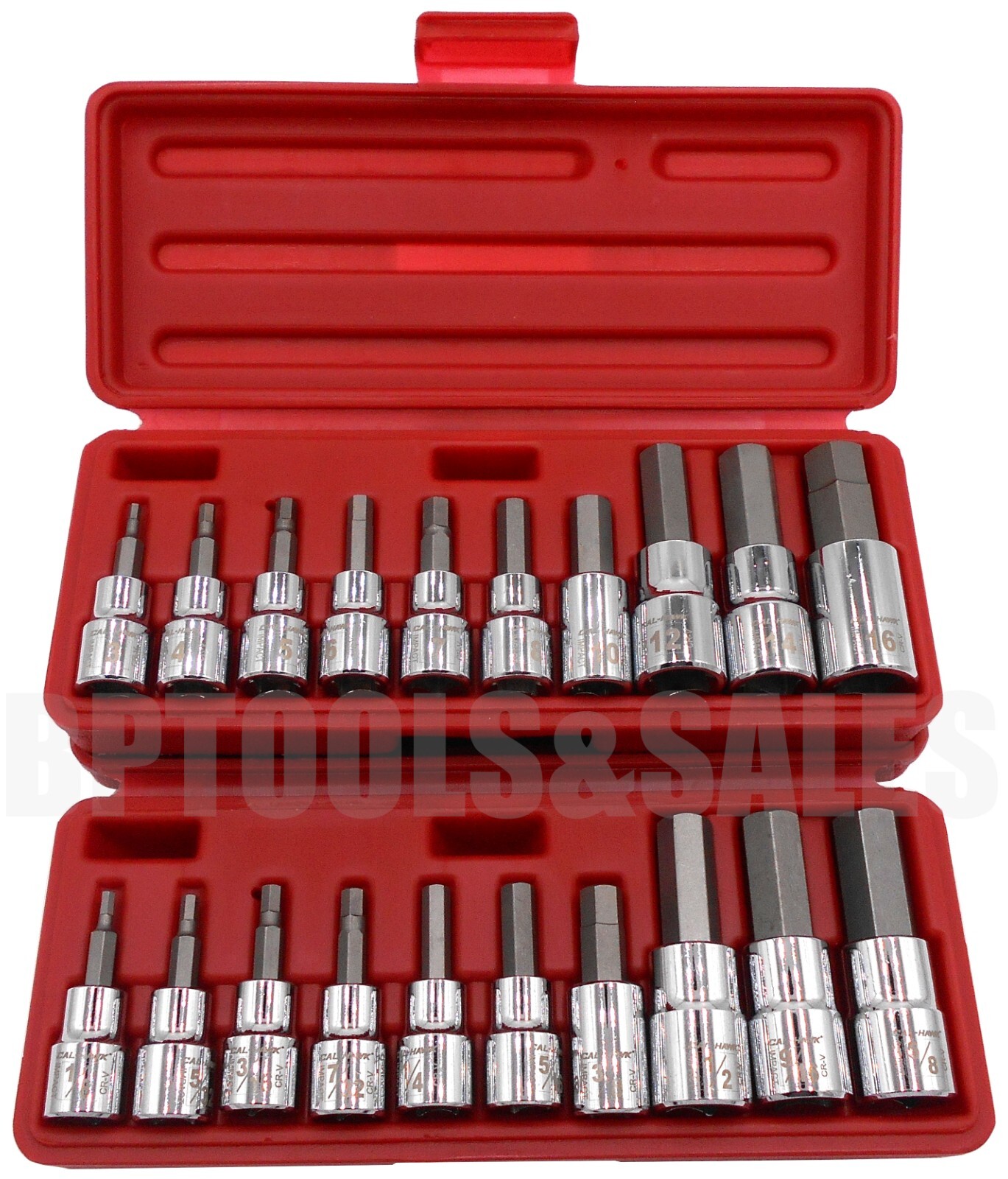 20pc Drop Forged SAE & Metric 3/8″ & 1/2″ Drive Hex Bit Allen Head Socket Bundle