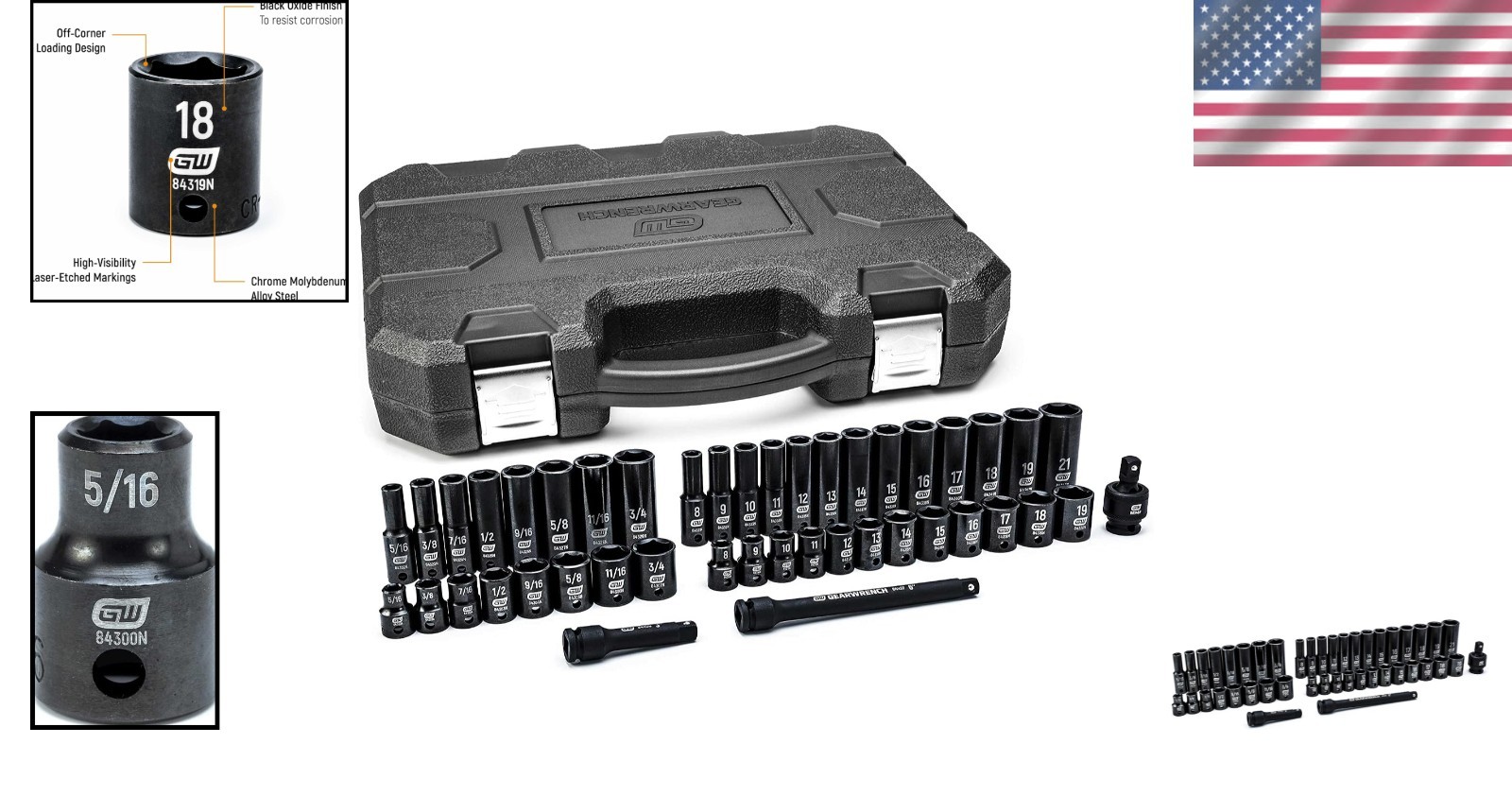 Impact Socket Set – 44 Piece Chrome Moly Steel Construction