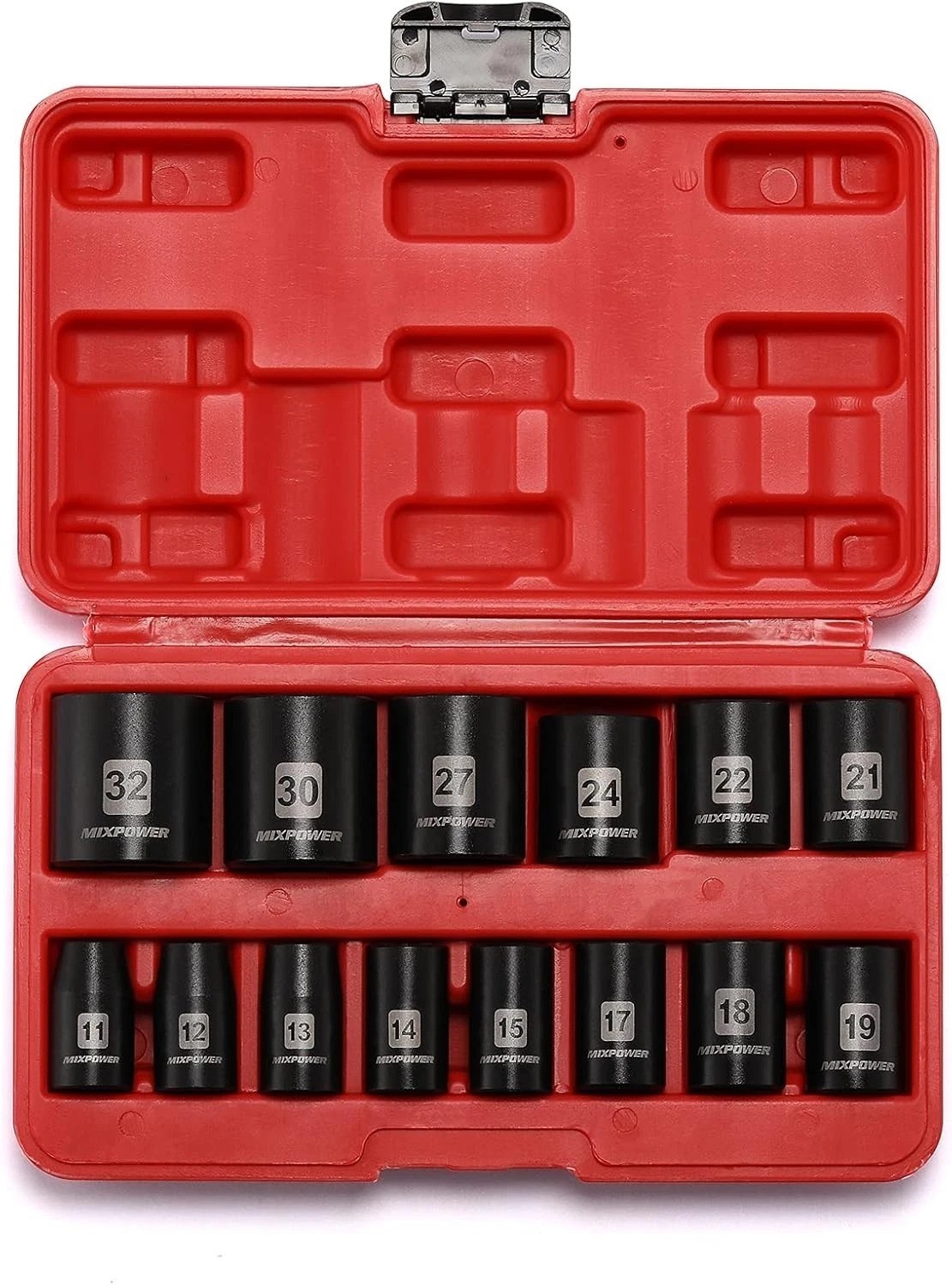 14 Pieces 1/2-Inch Drive Shallow Impact Socket Set, 11-32mm, CR-V, Metric, 6 …