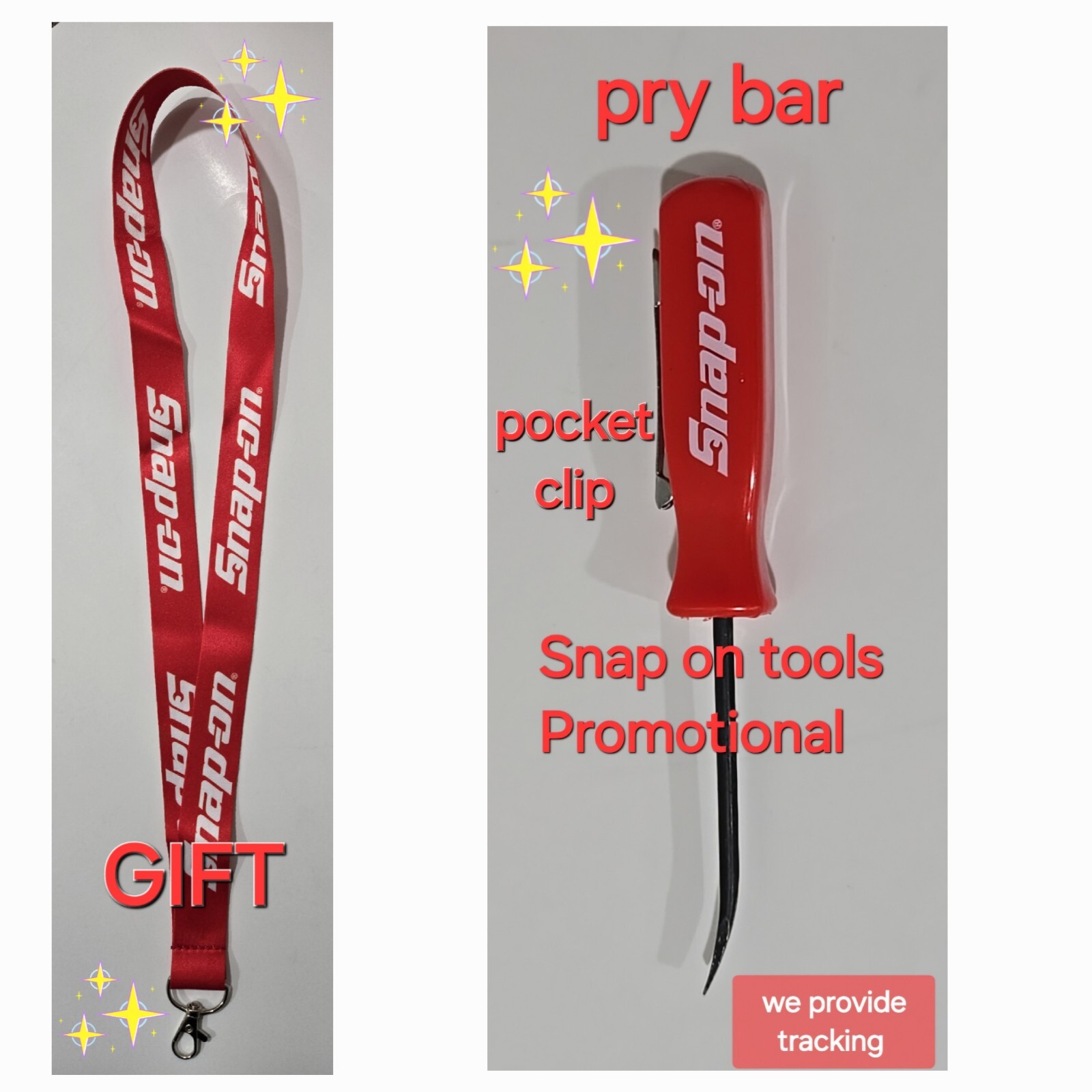 1X Red Snap on tools Promo PRY BAR screwdrivers per order pocket Clip NEW + GIFT