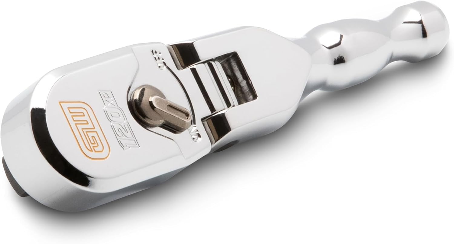 Ratchet Drive Chrome Full Polish Flex Head Compact Stubby 3 8 in