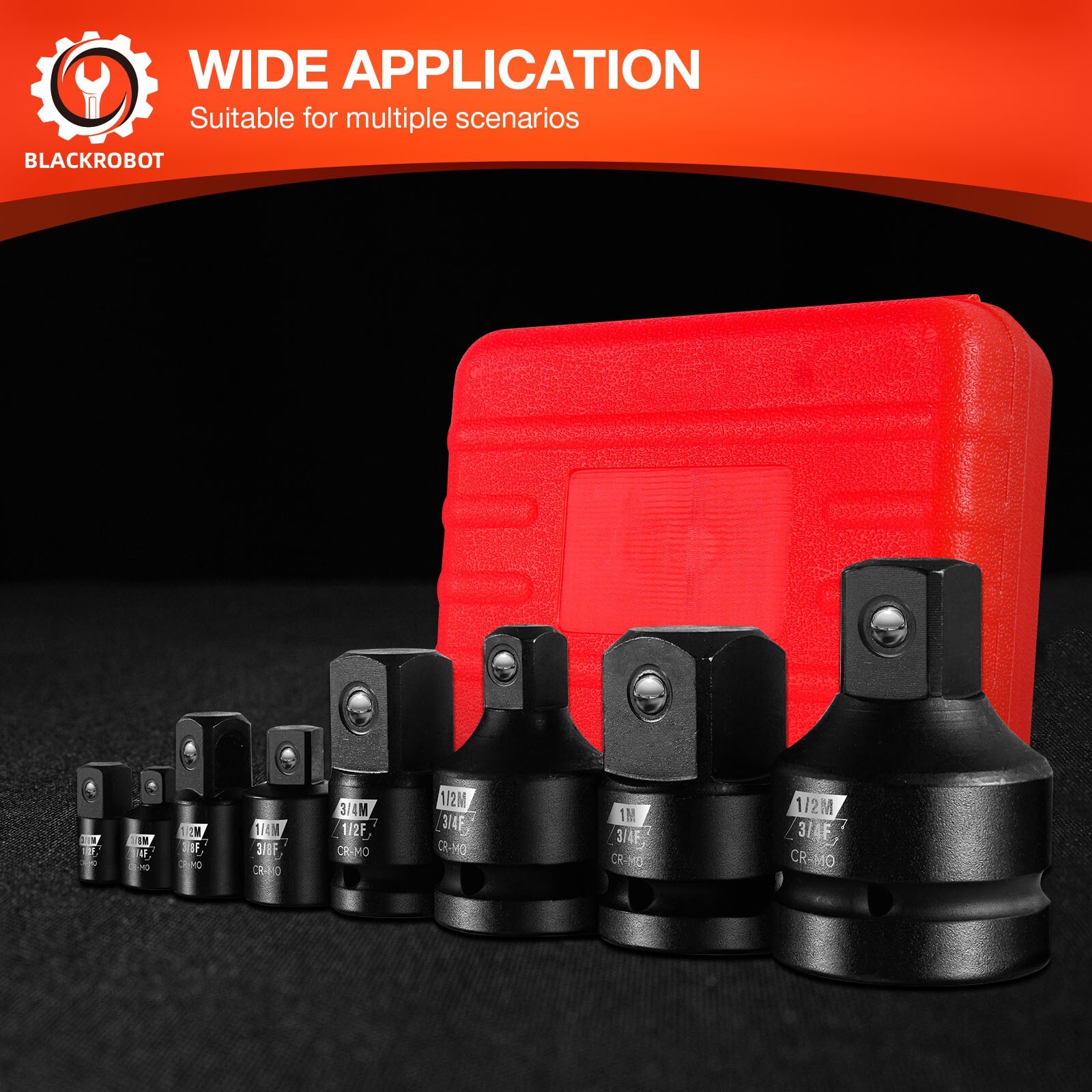 Boen Impact Wrench 1/2 Inch Brushless Electric, With 8 PCS Socket Adapter set，75