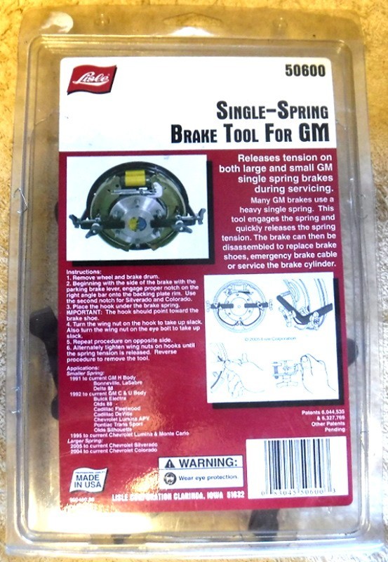 Lisle 50600 Chevy GMC Single Spring Brake Release Tool Used Once Free Shipping