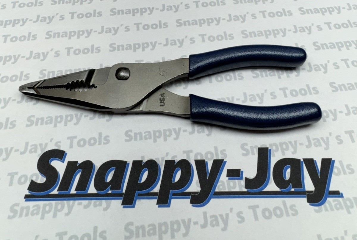Snap-on Tools NEW POWER BLUE 7″ Talon Grip long nose Slip Joint Pliers -LN46ACF
