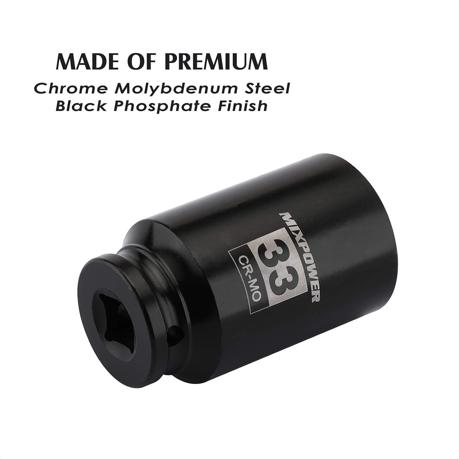 33 mm Impact Grade Socket, 1/2″ Drive, Chrome Molybdenum Steel, 6-Point Design