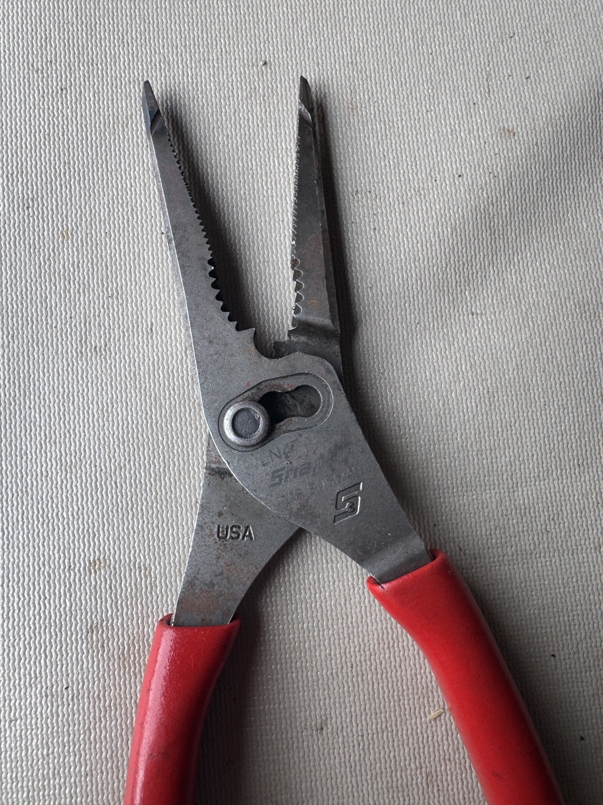 Snap On Tools 9″ Long Nose Pliers 3 Slip Joint Talon Grip 57% More Power RED