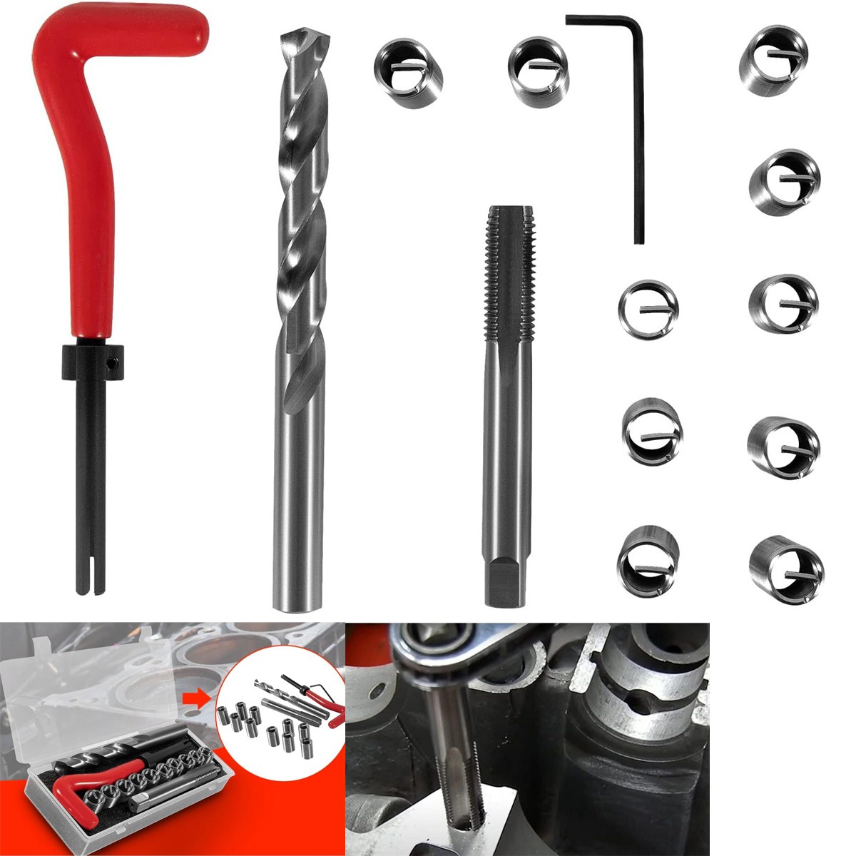 1420 Head Thread Bolt Repair Tool Kit for Honda B16 Engine, Toyota M11.5mm x 1.5