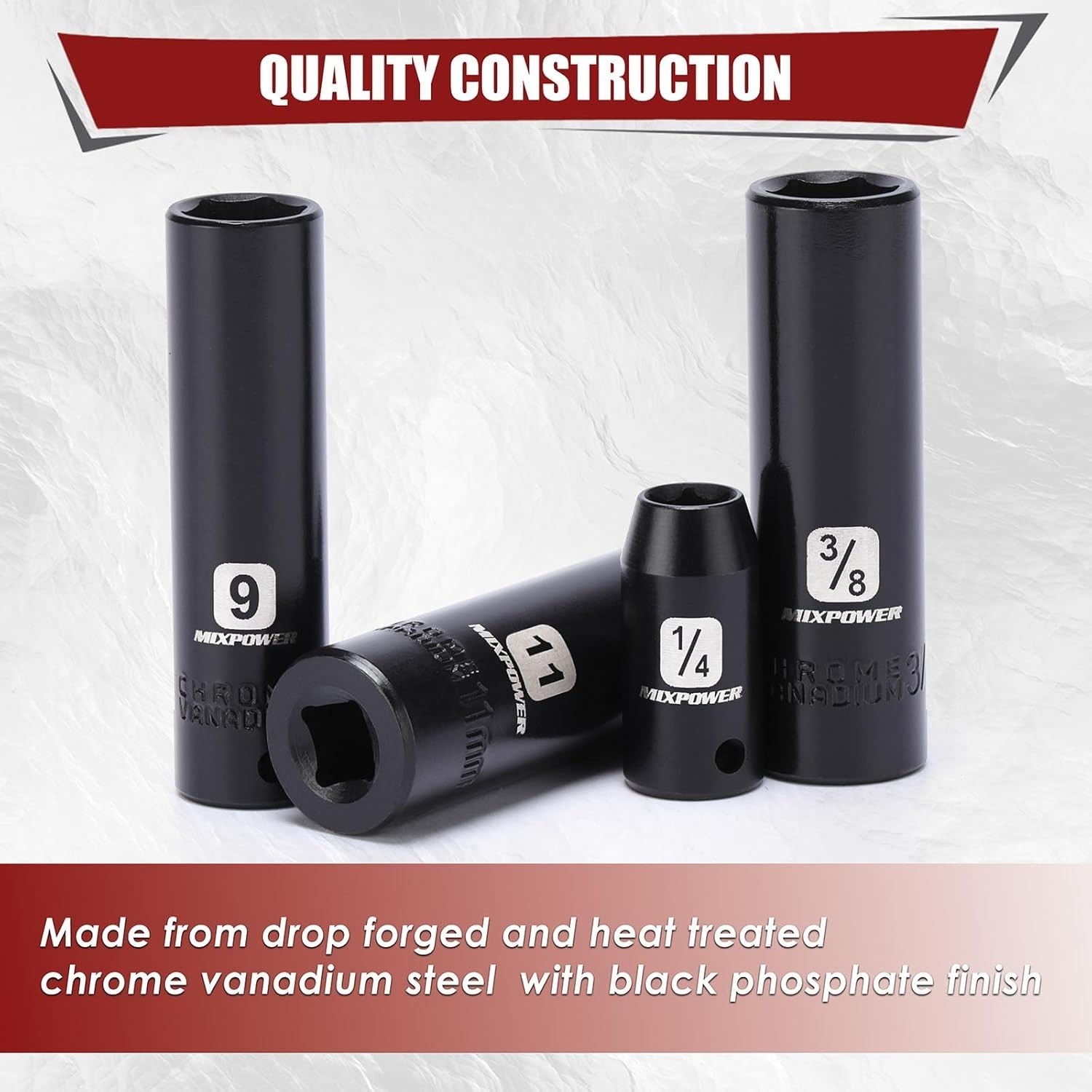 Versatile 50-Piece Socket Set 1/4″ Drive – High-Torque & Dual Size Markings