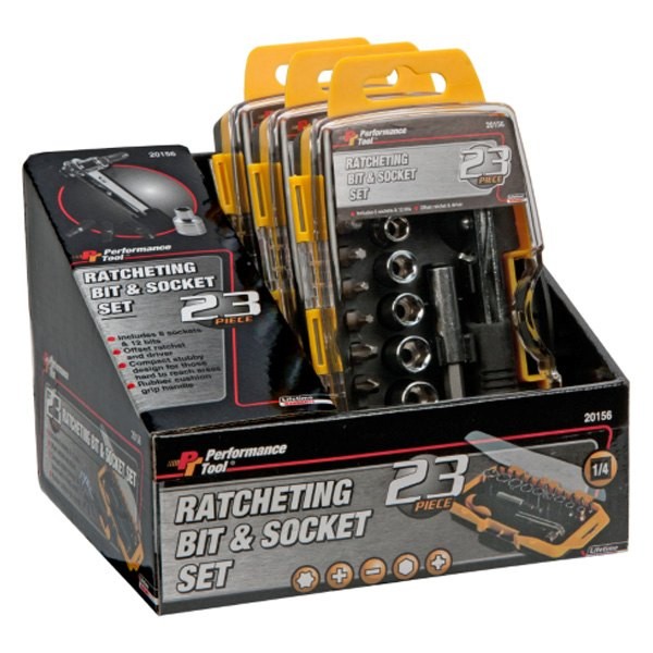 Performance Tool 1/4″ Drive SAE Ratchet & Socket Set, 23 Pieces