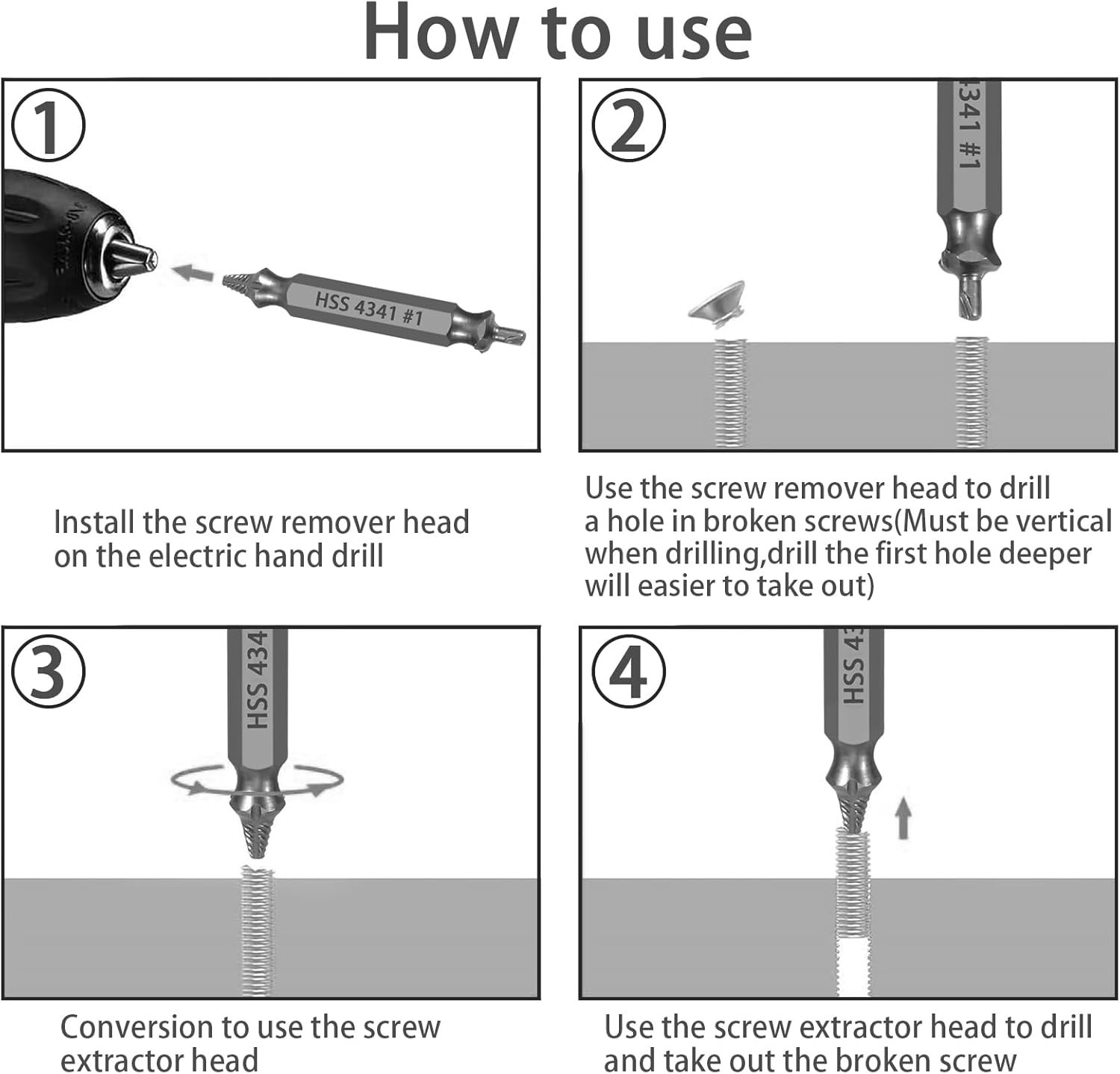 Industrial Grey Finish Screw Extractor Set