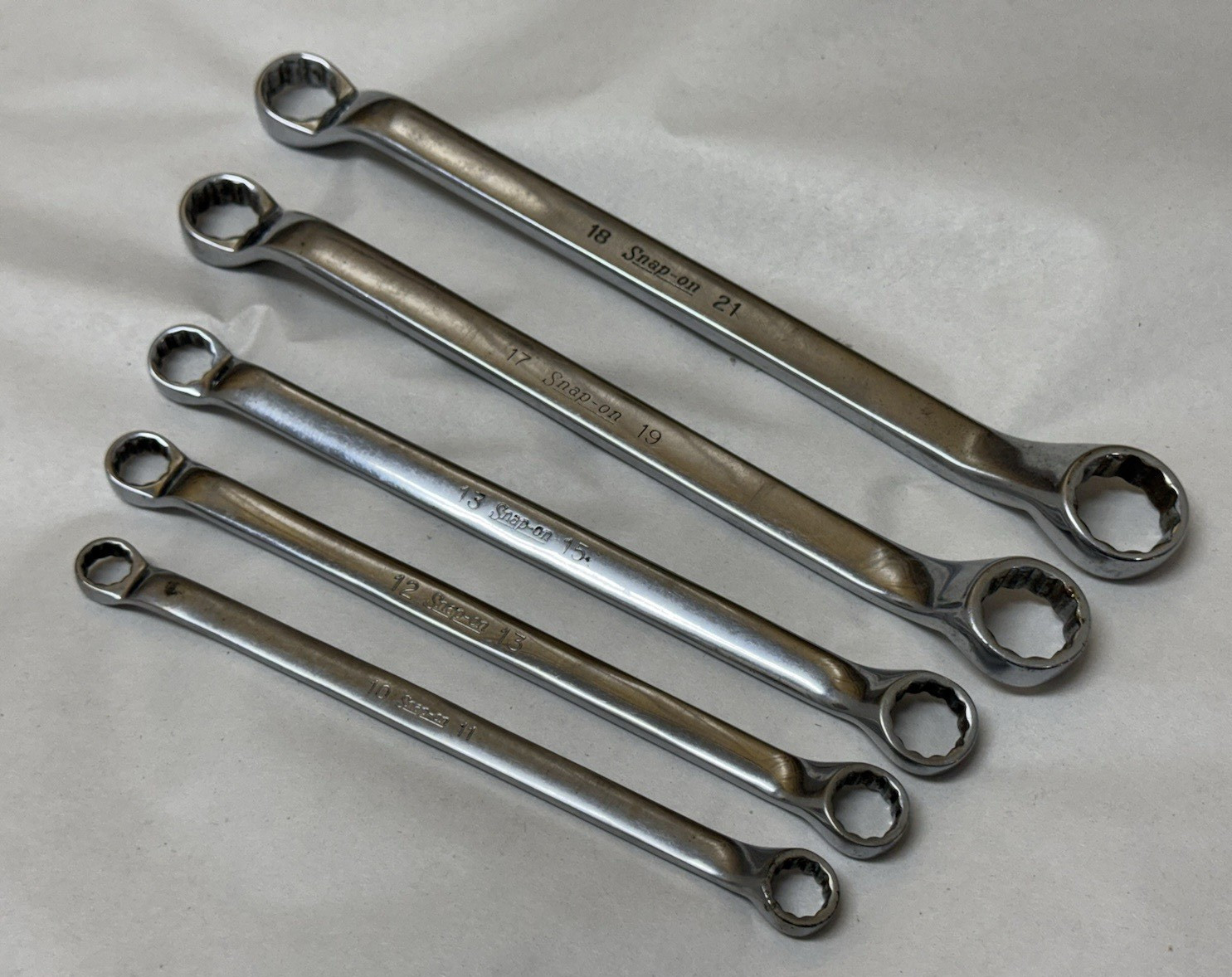 USA Snap-On 5 pc Metric Double Box End Offset Wrench Set 10 to 21mm Vintage XBM