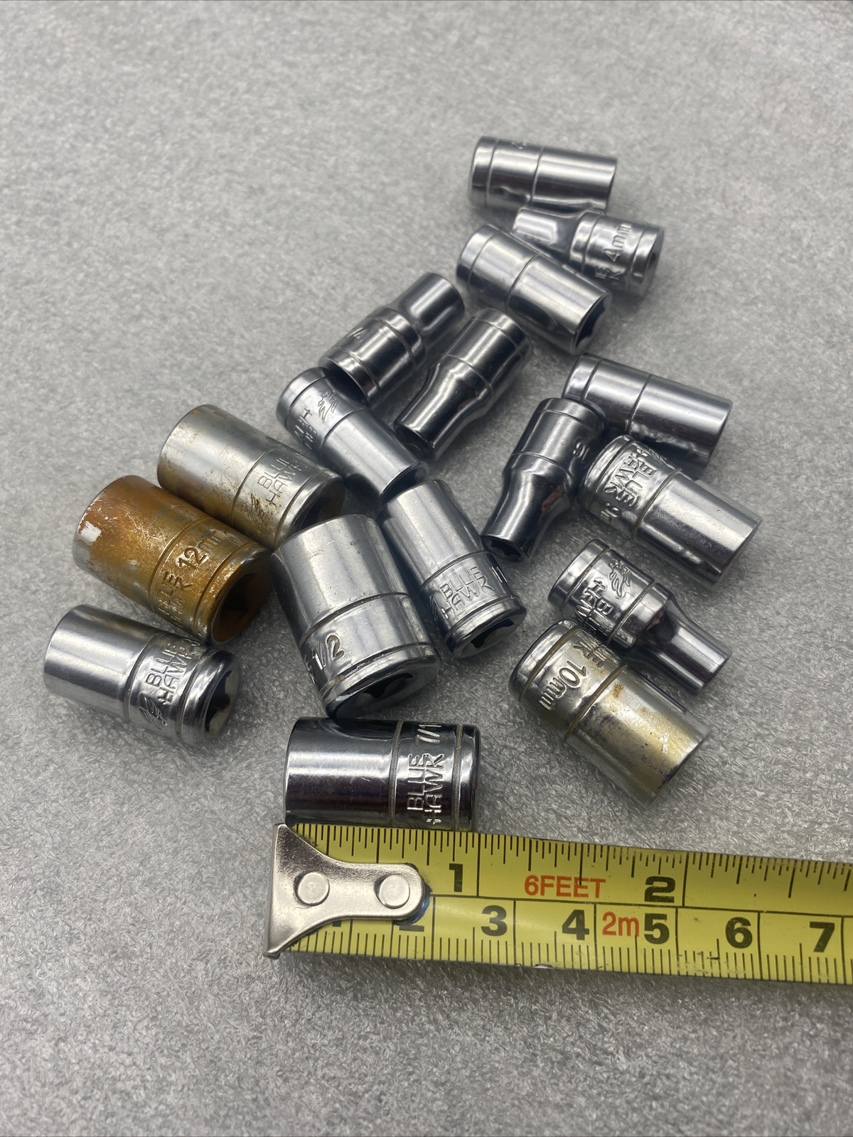 Blue hawk 6 Point Mix Lot of 17 SAE & Metric Socket Set different Sizes *READ