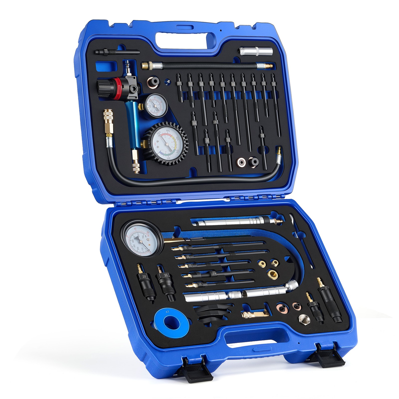 51-Piece Engine Compression Testers, Petrol & Diesel Cylinder Leak down Tester